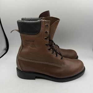 Vintage Golden Retreiver Boots Mens Sz 9 EE WIDE Brown Leather Waterproof Combat